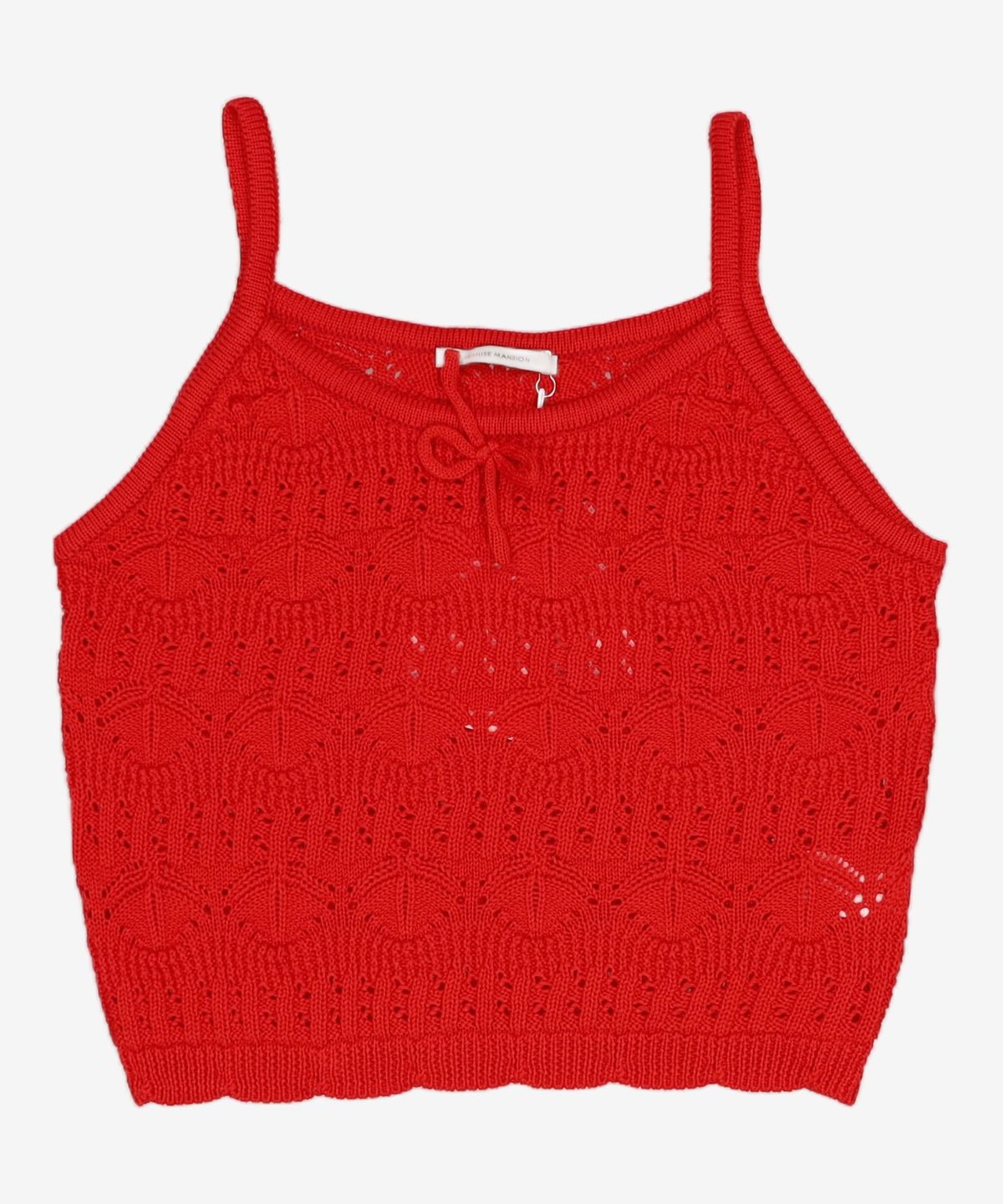 비뮤즈맨션(BEMUSE MANSION) Ribbon point punching bustier knit - Red FREE