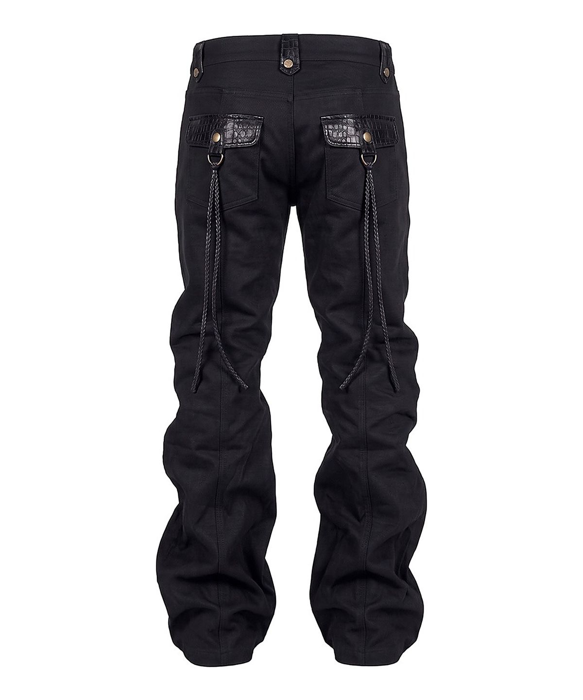 043Y(043Y) Leather Trim D-Ring Flared Pants