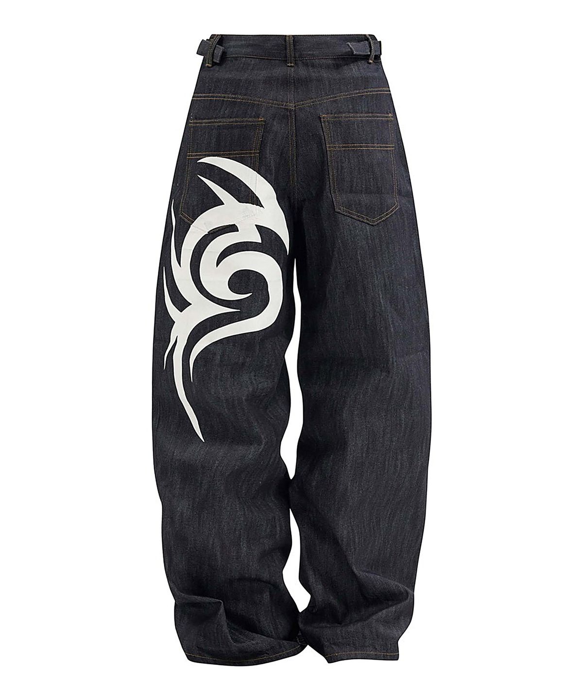 043Y(043Y) TRIBAL RAW DENIM LOOSE PANTS