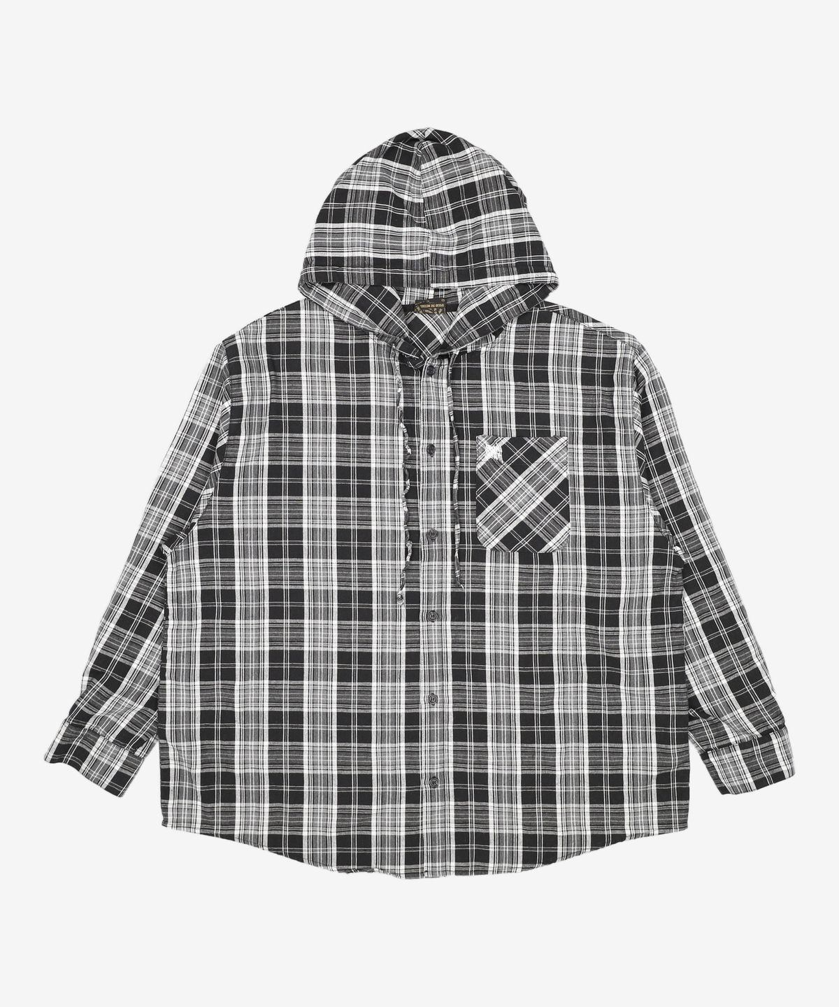 브라운브레스(BROWNBREATH) TAG CHECK HOOD SHIRTS - BLACK L