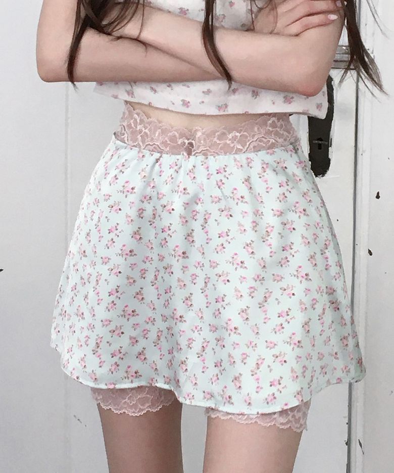 Rose Garden Mini Skirt - MINT