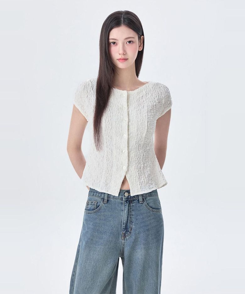 [에센셜] 라운드넥 텍스처 블라우스 RE BWG720A_MIWBWG90QA