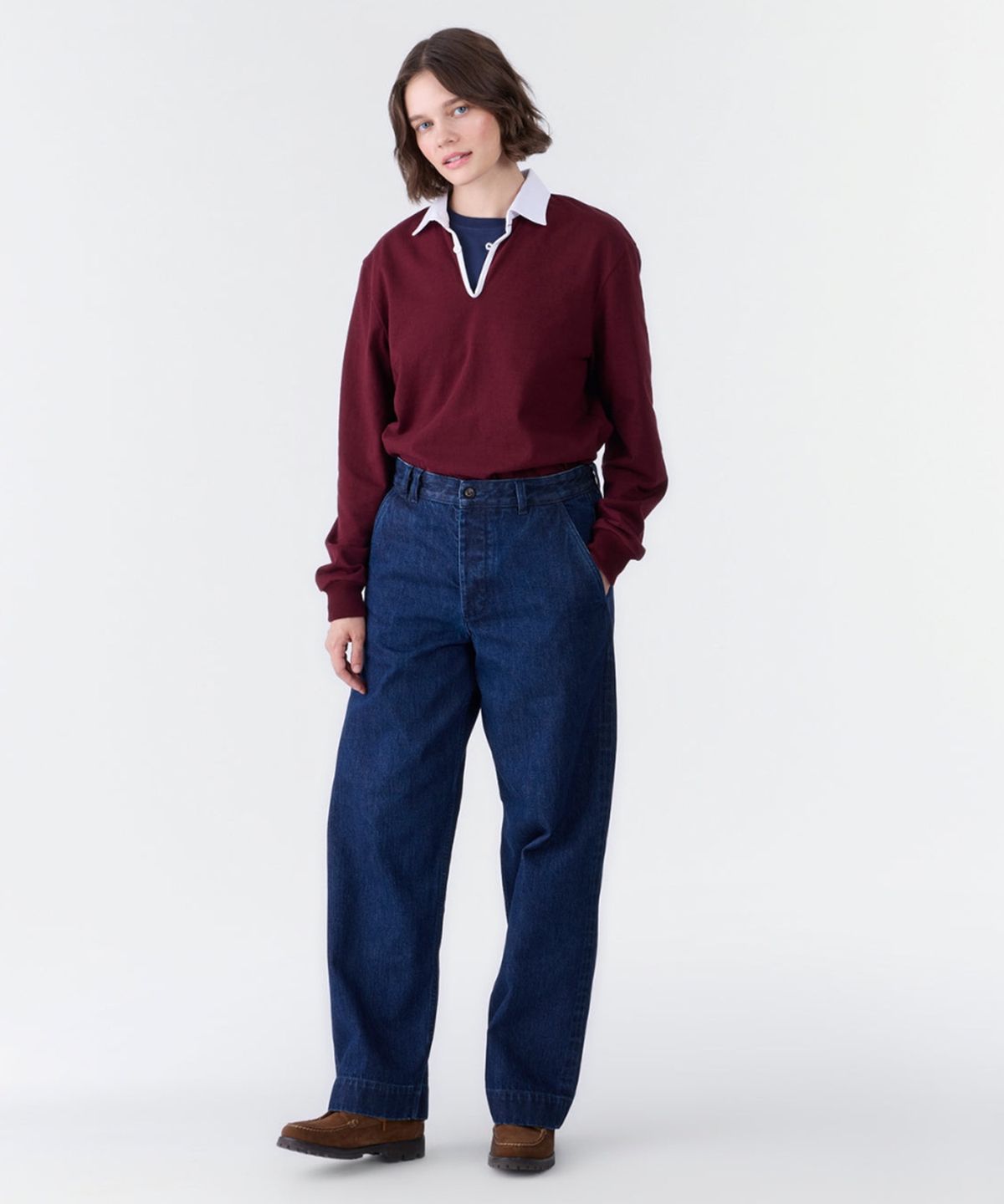 노아(NOAH) (U) 버튼 탭 럭비 하버드 STRIPED BUTTON TAB RUGBY HARVARD