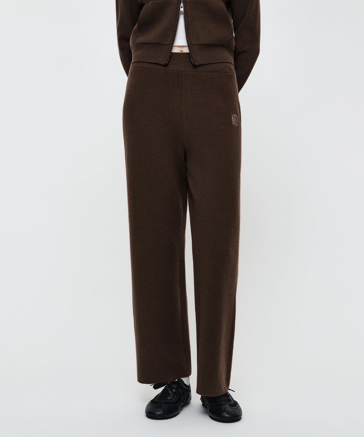 마리떼 프랑소와 저버(MARITHÉ + FRANҪOIS GIRBAUD) W RIBBON CLASSIC LOGO KNIT PANTS brown