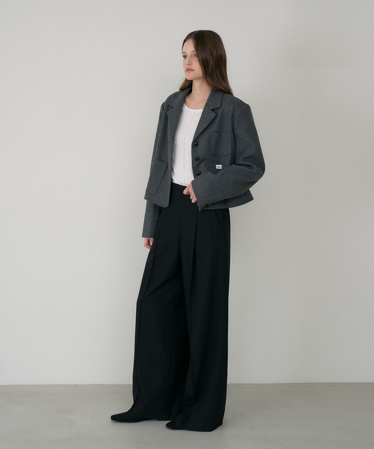 드헤베(DEHEVE) Tailored Wide Slacks [Black]