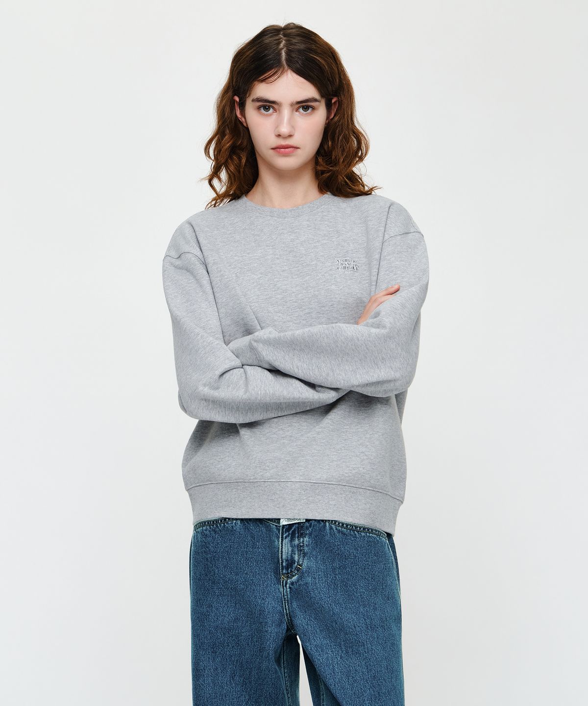 마리떼 프랑소와 저버(MARITHÉ + FRANҪOIS GIRBAUD) DOODLE CLASSIC LOGO OVERSIZED SWEATSHIRT heather gray