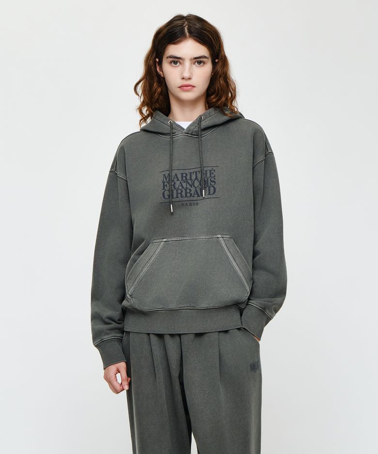 CRACK CLASSIC LOGO DYEING OVERSIZED HOODIE charcoal