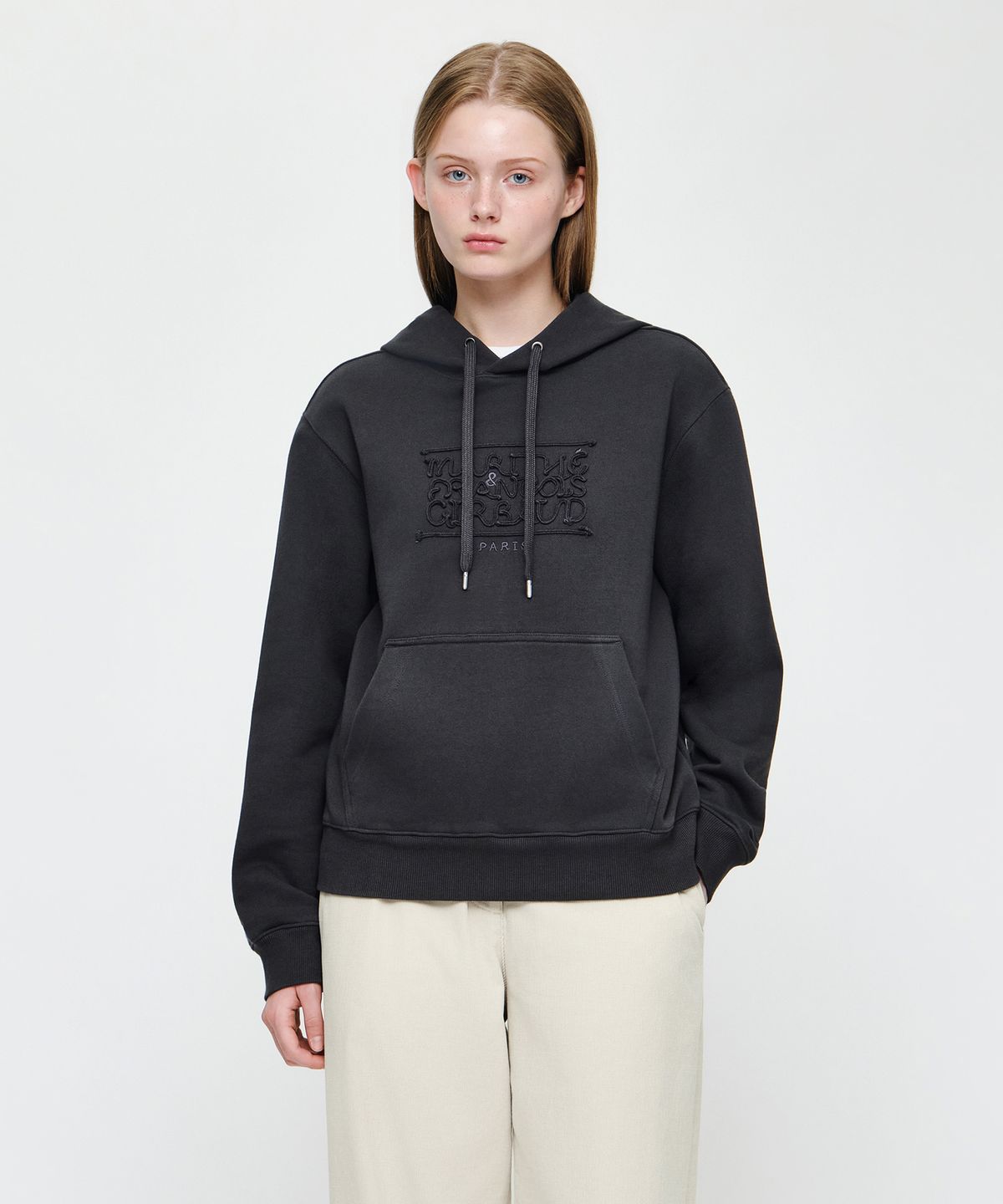 마리떼 프랑소와 저버(MARITHÉ + FRANҪOIS GIRBAUD) ROPE APPLIQUE HOODIE charcoal