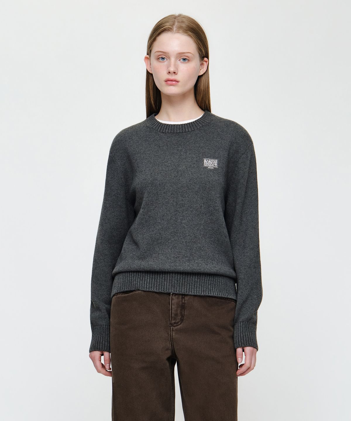 마리떼 프랑소와 저버(MARITHÉ + FRANҪOIS GIRBAUD) SMALL CLASSIC LOGO KNIT PULLOVER charcoal