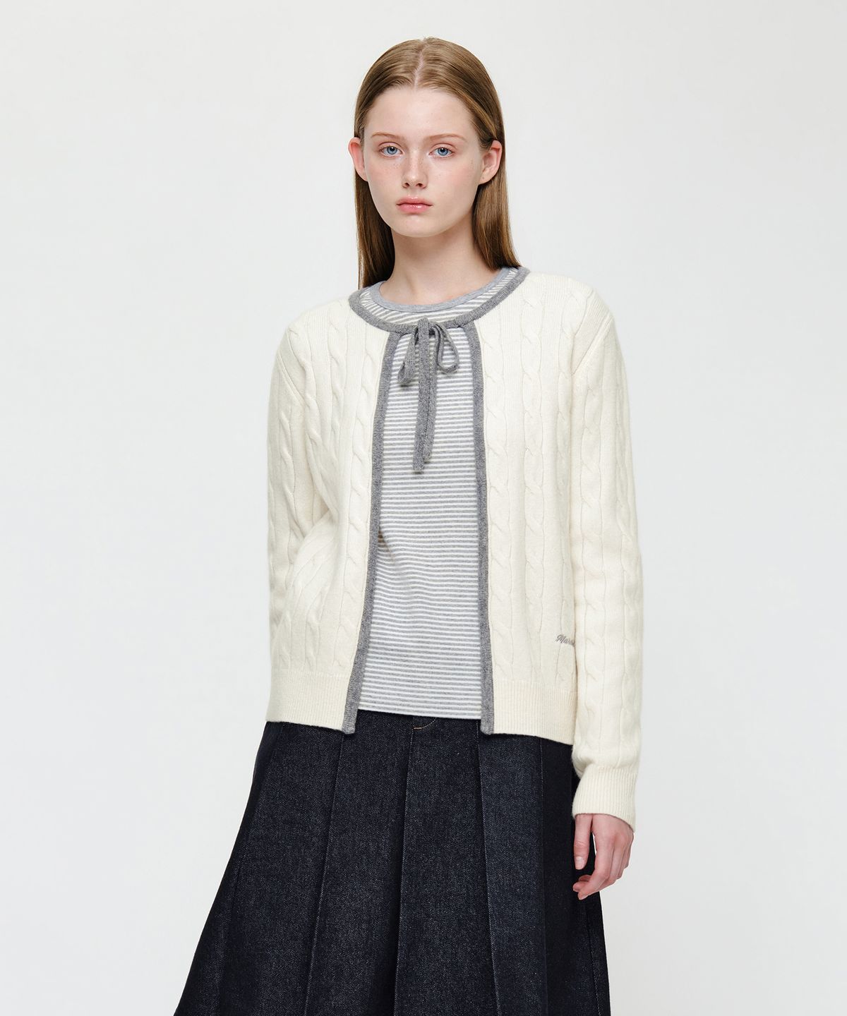 마리떼 프랑소와 저버(MARITHÉ + FRANҪOIS GIRBAUD) W RIBBON CARDIGAN ivory