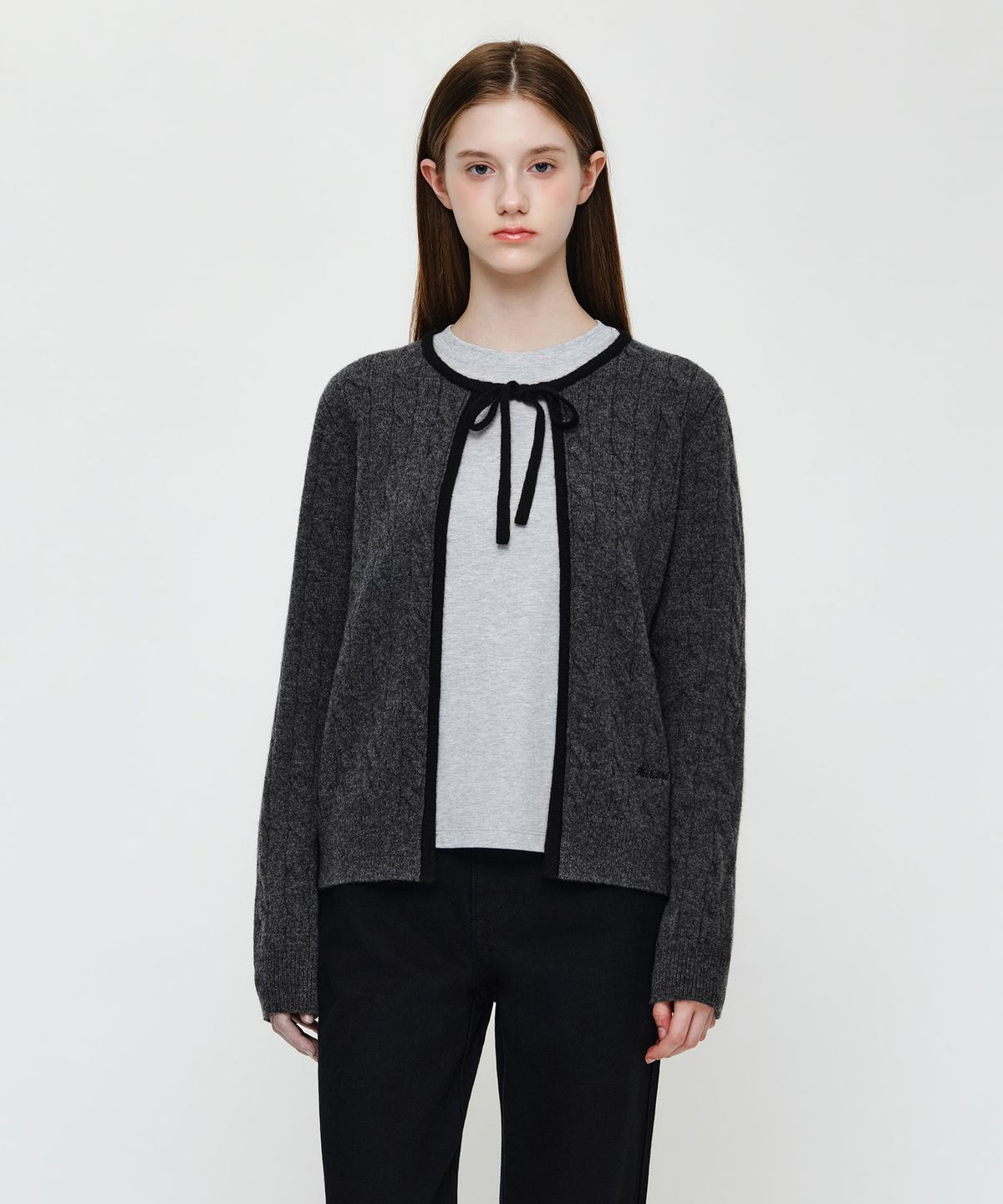 마리떼 프랑소와 저버(MARITHÉ + FRANҪOIS GIRBAUD) W RIBBON CARDIGAN charcoal