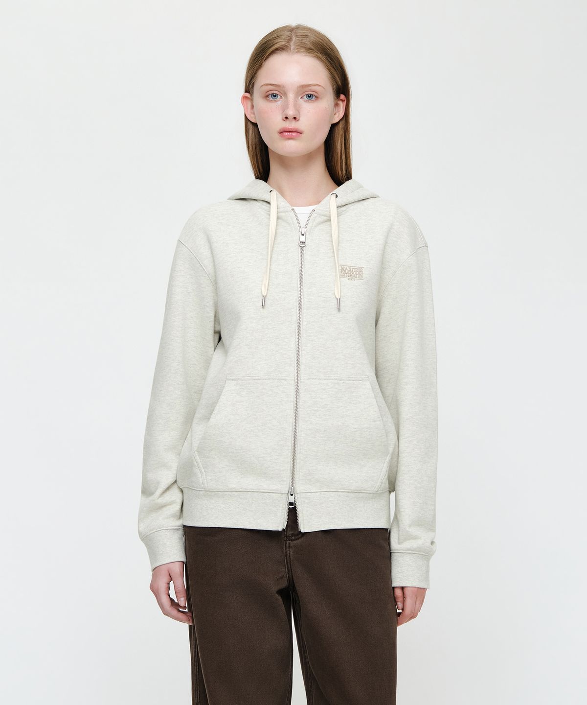 마리떼 프랑소와 저버(MARITHÉ + FRANҪOIS GIRBAUD) BACK CLASSIC LOGO HOODIE ZIPUP oatmeal