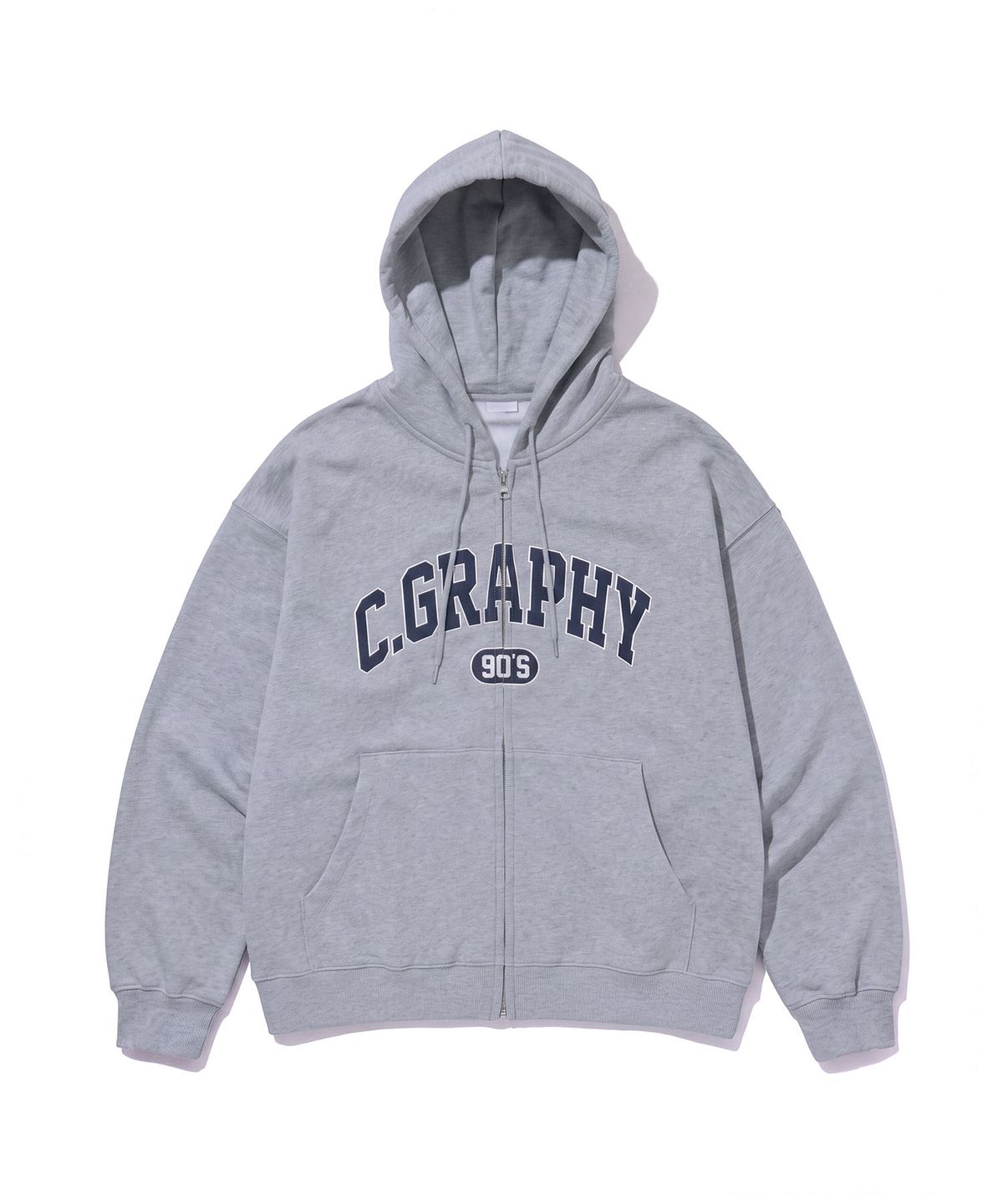 코드그라피(CGP) C.GRAPHY 아치 로고 후드 집업-다크 그레이