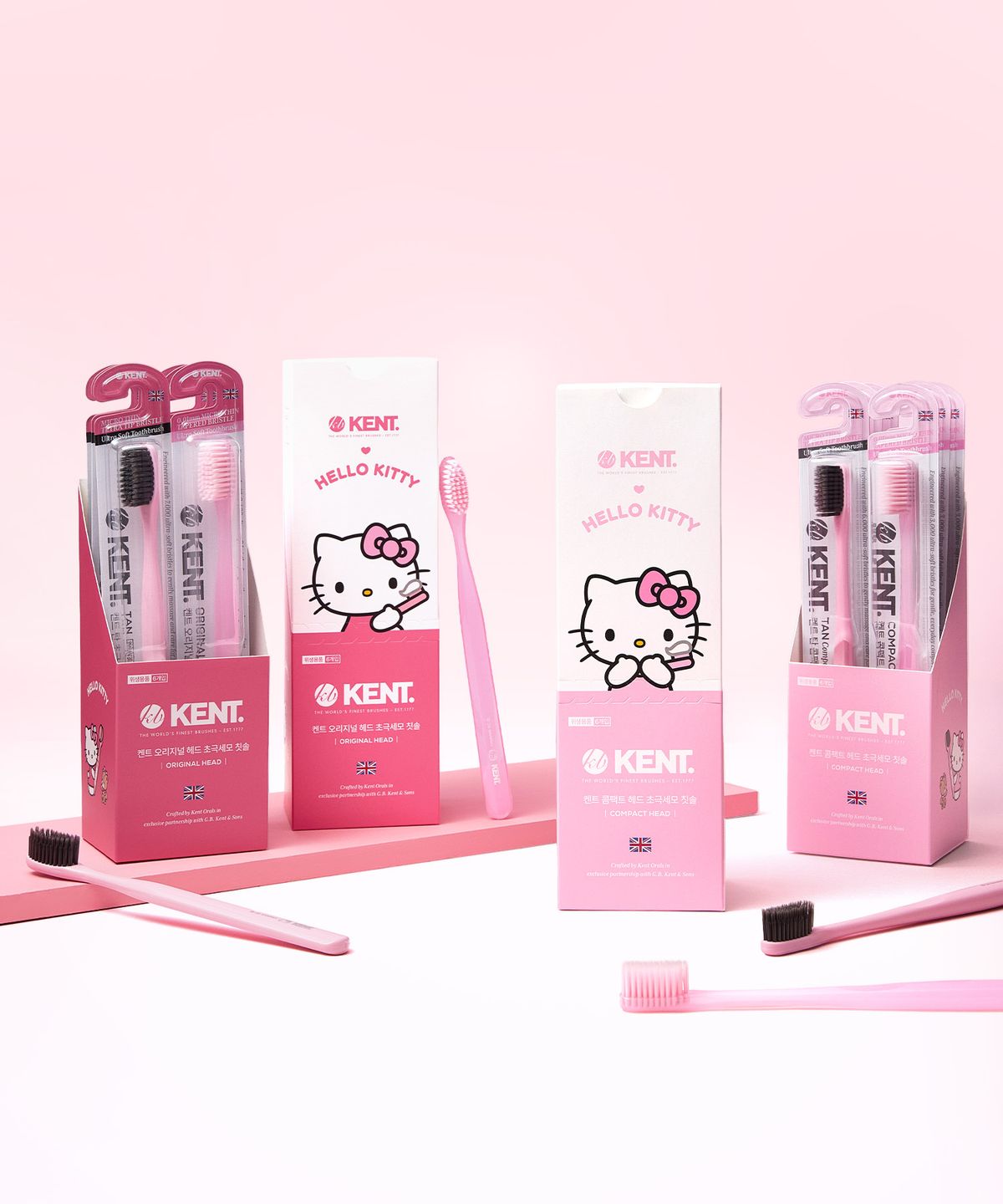 켄트(KENT) 켄트x헬로키티 콤팩트 헤드 초극세모 칫솔 6P (콤팩트3P+탄콤팩트3P)