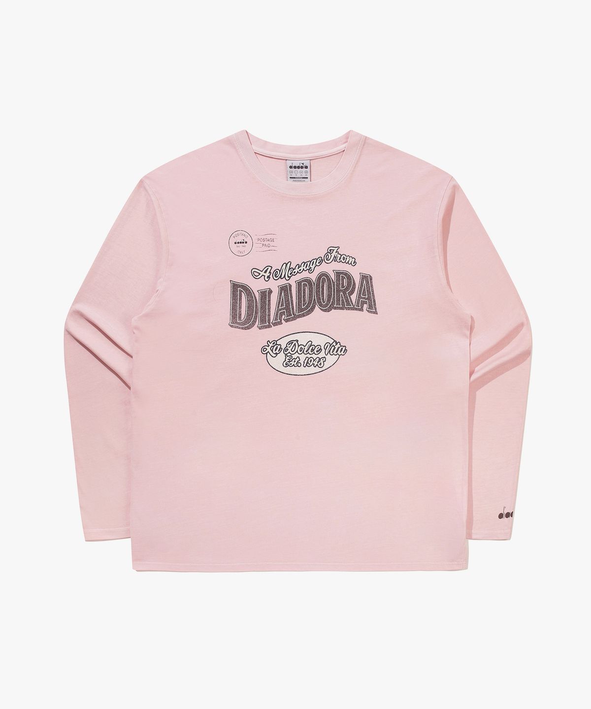 디아도라(diadora) 그래픽 피그먼트 다잉 긴팔 티셔츠 PINK