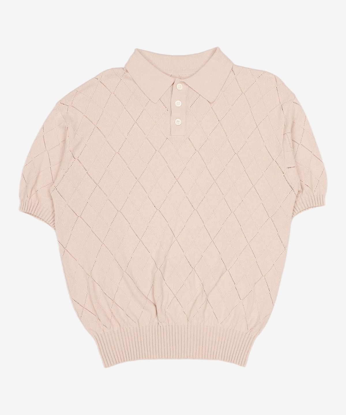 유스(YOUTH) Argyle Knit Collar Half T-Shirt M