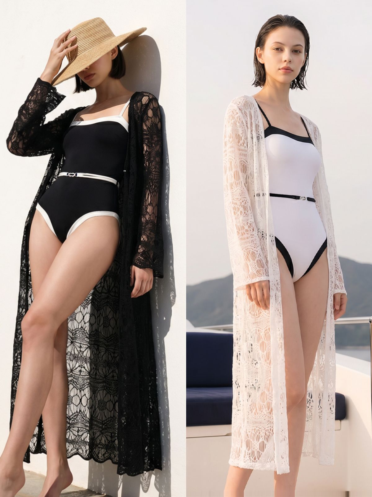 엘르스윔(ELLE SWIM) 엘르 롱 크로쉐 비치 로브 ELL-Z204