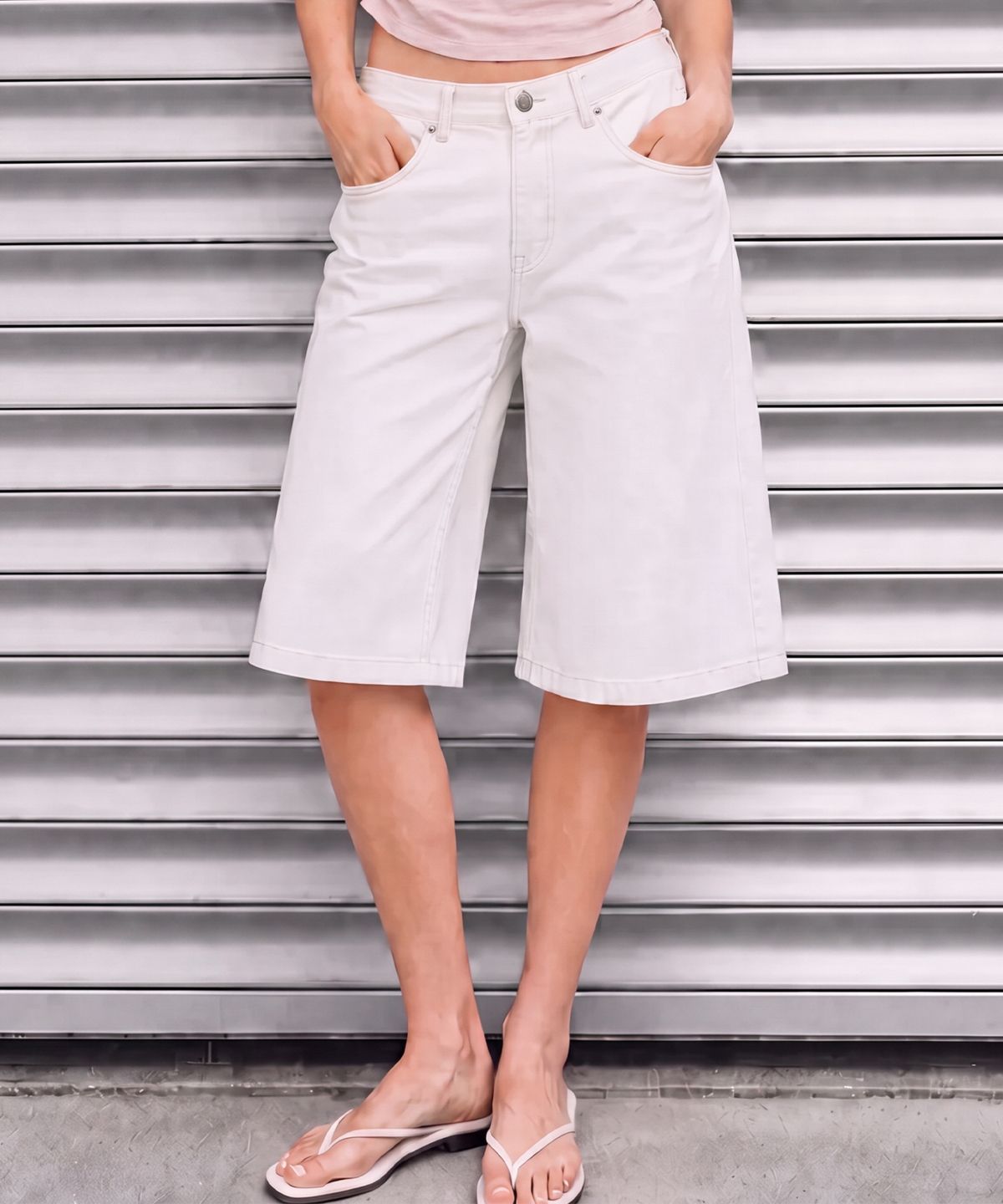 닉앤니콜(NICK&NICOLE) BUTTERFLY DENIM BERMUDA PANTS_IVORY