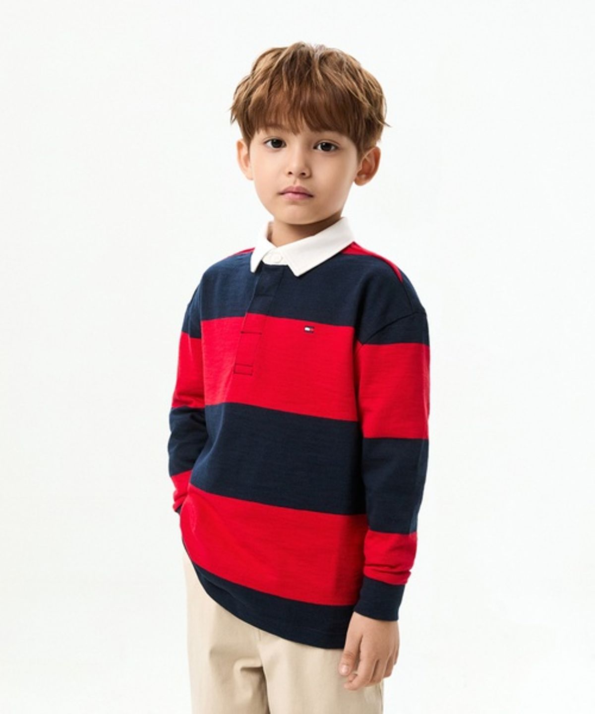 타미힐피거 키즈(TOMMY HILFIGER KIDS) 슬럽 럭비 스트라이프 폴로 셔츠
