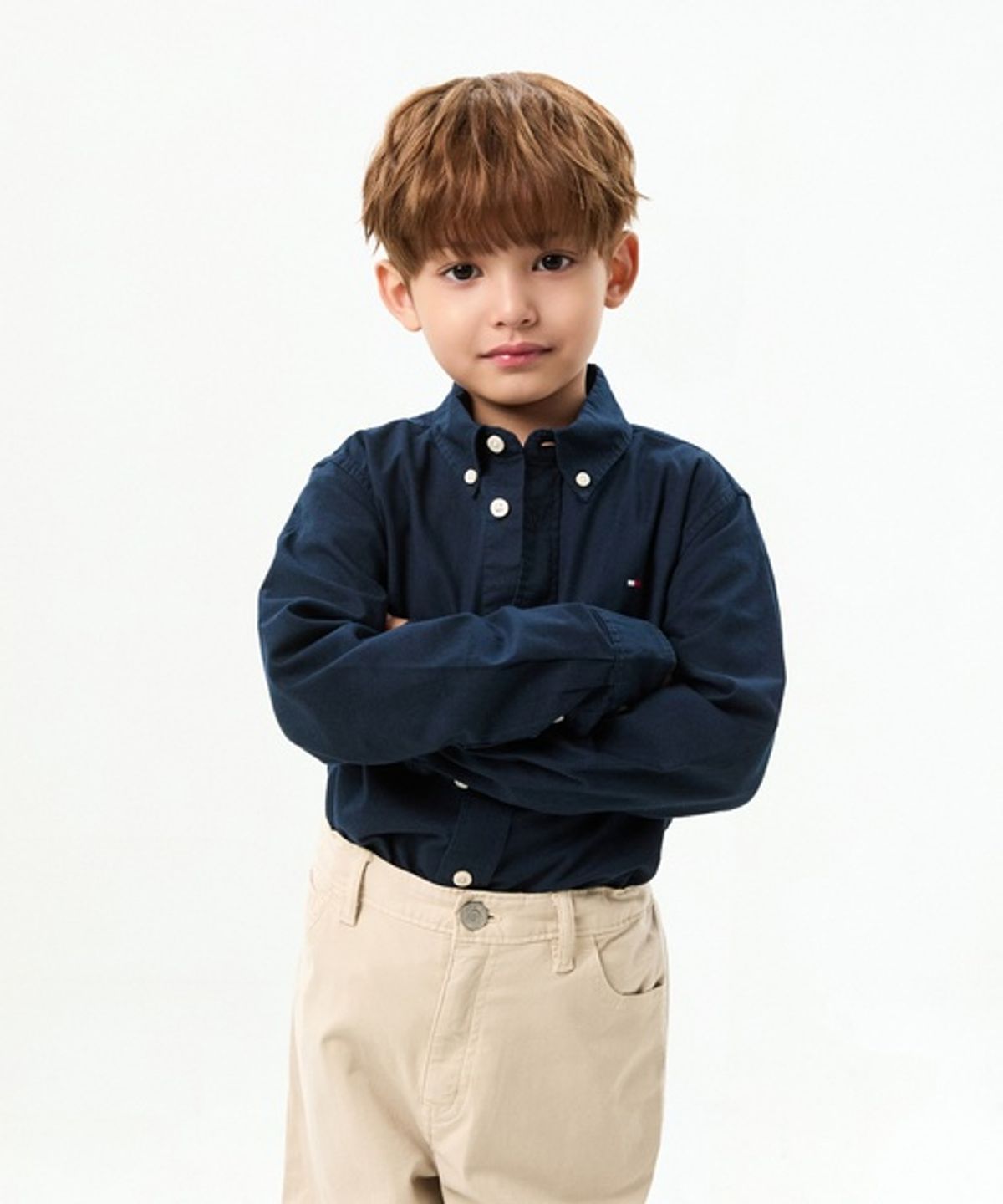 타미힐피거 키즈(TOMMY HILFIGER KIDS) 플래그 옥스포드 롱 슬리브 셔츠