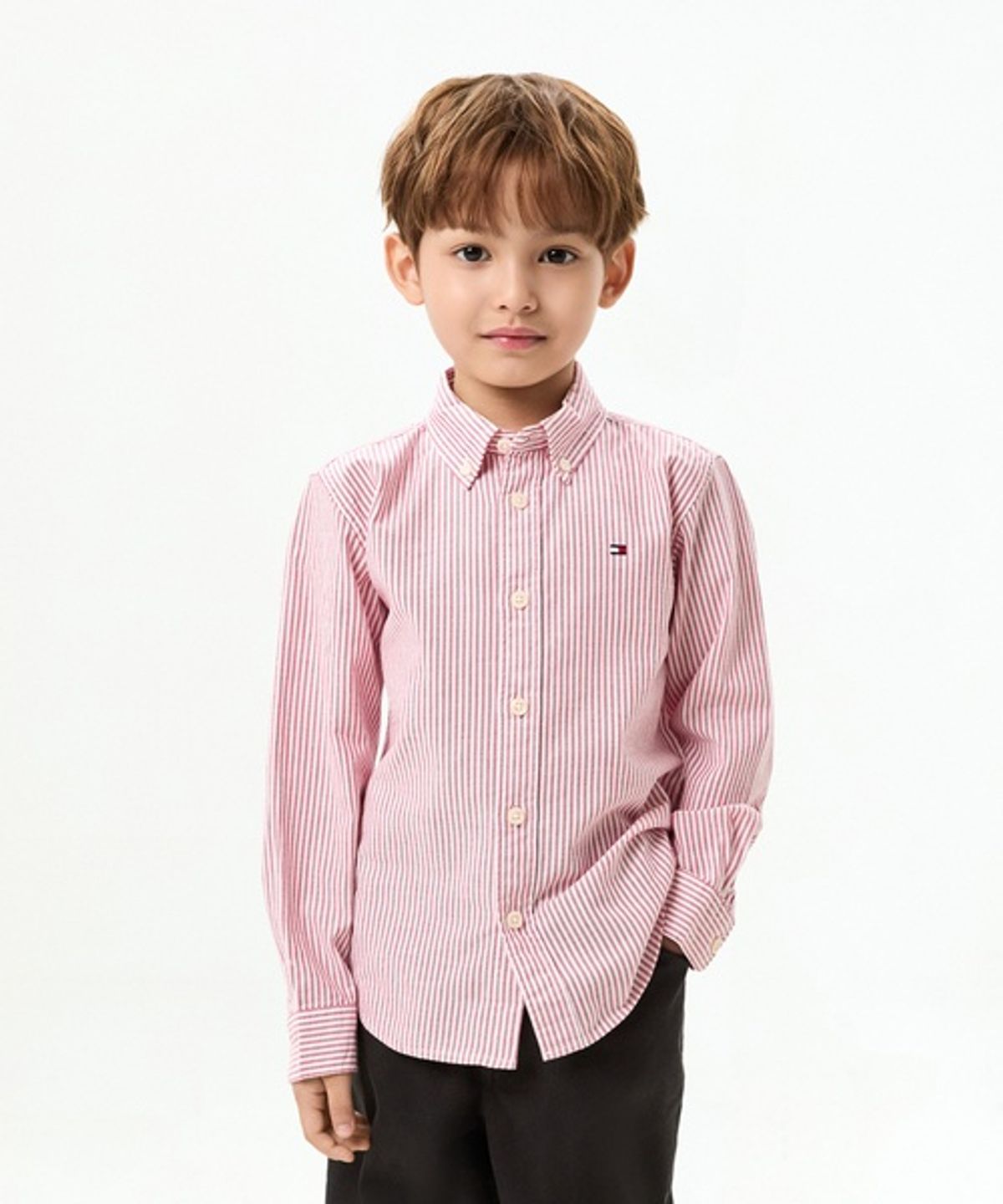 타미힐피거 키즈(TOMMY HILFIGER KIDS) 플래그 옥스포드 롱 슬리브 셔츠