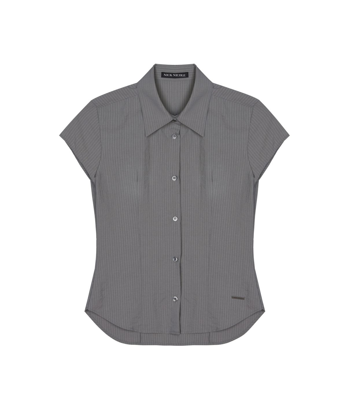 닉앤니콜(NICK&NICOLE) CAP SLEEVE STRIPE SHIRT_CHARCOAL