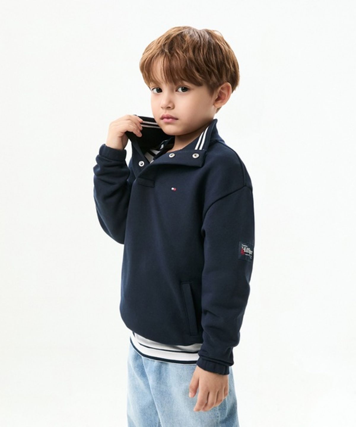 타미힐피거 키즈(TOMMY HILFIGER KIDS) 버튼 하이넥 스웨트셔츠