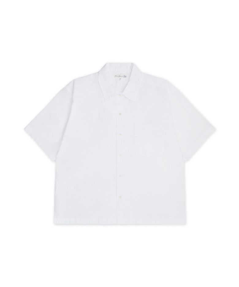 라이트웨이트 포플린 볼링 캐주얼 셔츠 - 화이트 / SHIRT09LP
