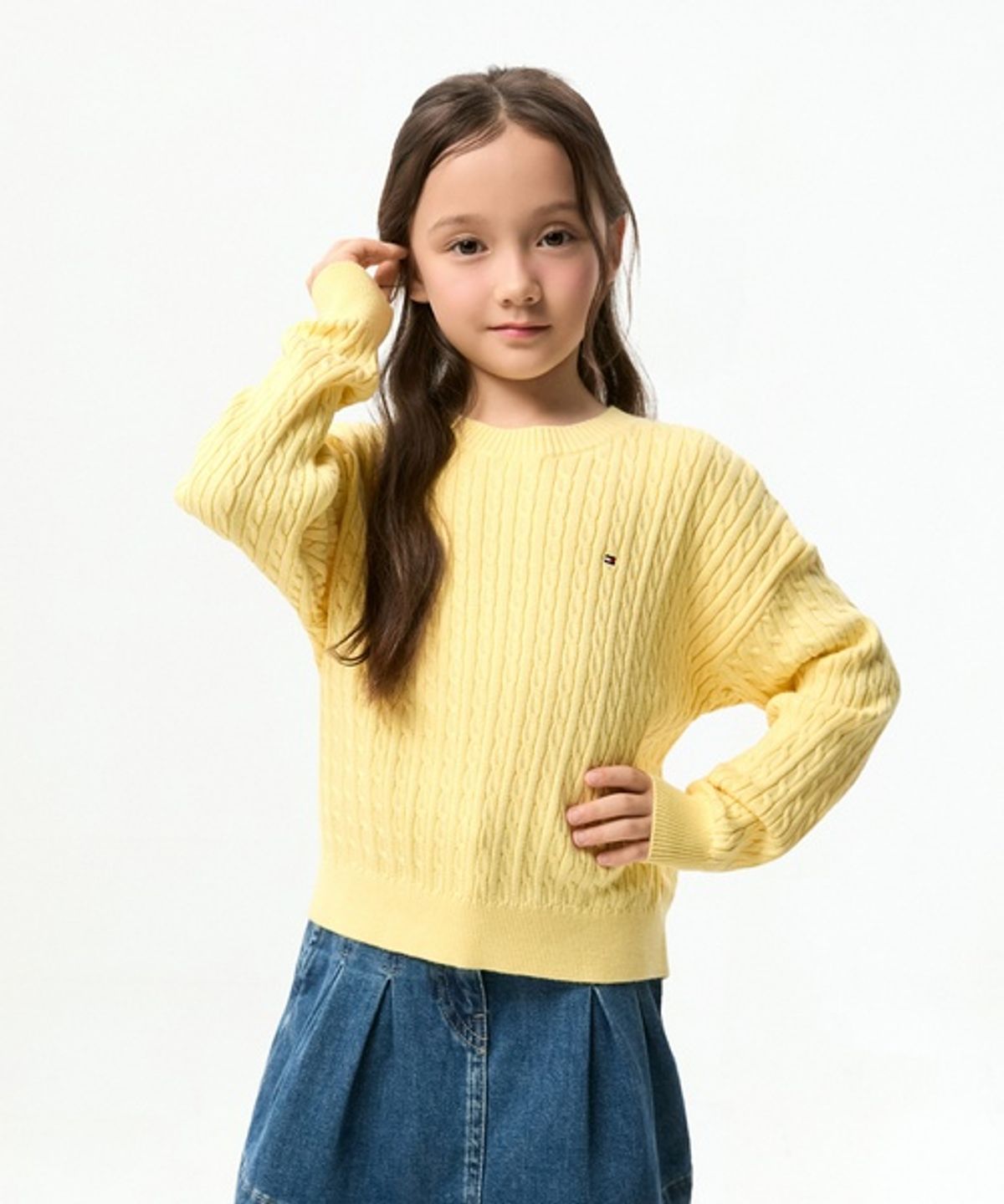 타미힐피거 키즈(TOMMY HILFIGER KIDS) 케이블 로고 크루넥 스웨터