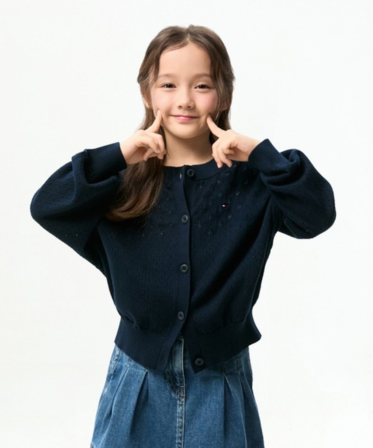 타미힐피거 키즈(TOMMY HILFIGER KIDS) 로고 포인텔 가디건