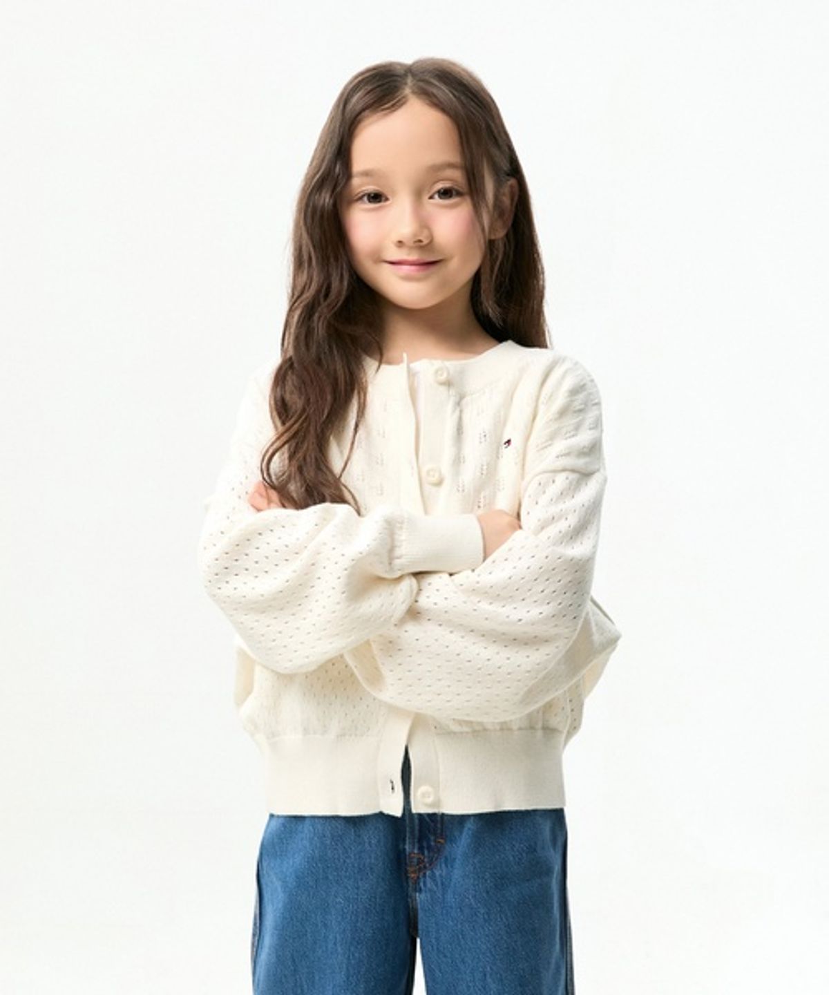 타미힐피거 키즈(TOMMY HILFIGER KIDS) 로고 포인텔 가디건