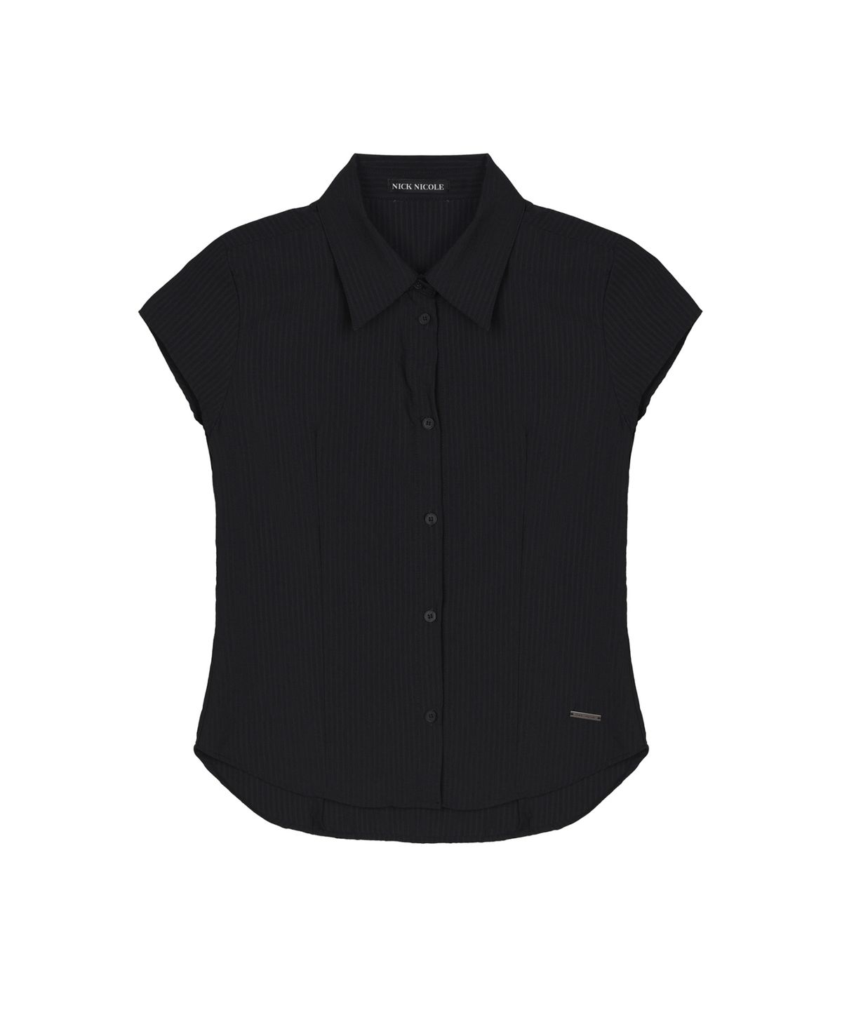 닉앤니콜(NICK&NICOLE) CAP SLEEVE STRIPE SHIRT_BLACK