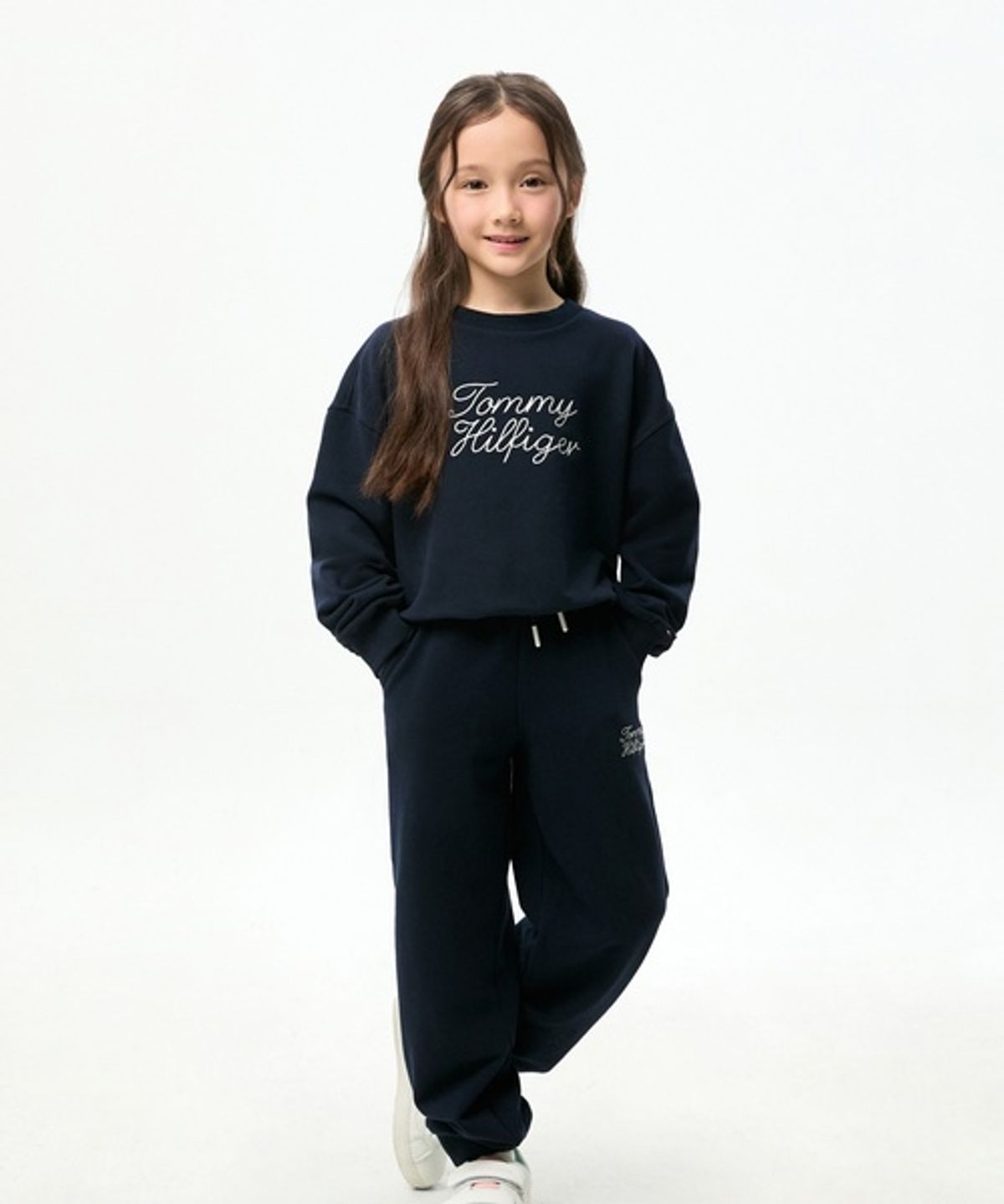 타미힐피거 키즈(TOMMY HILFIGER KIDS) 드로우스트링 밴딩 로고 스웨트팬츠