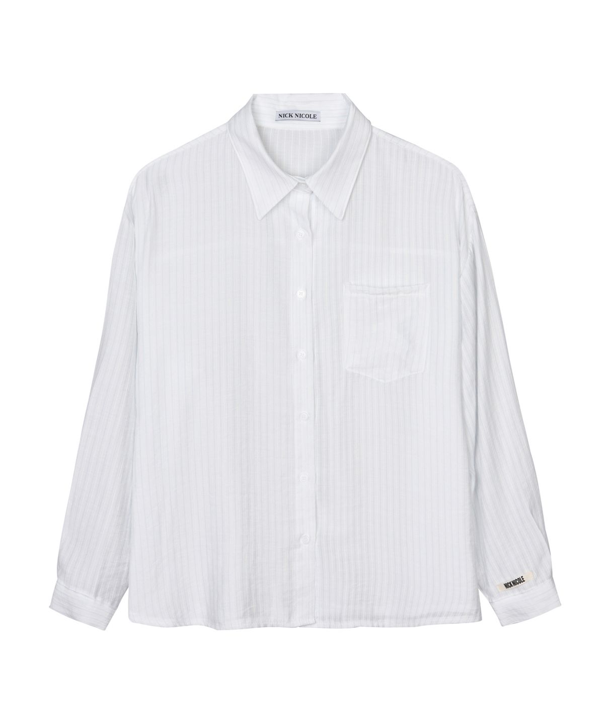 닉앤니콜(NICK&NICOLE) SHEER STRIPE OVERSIZED SHIRT_IVORY