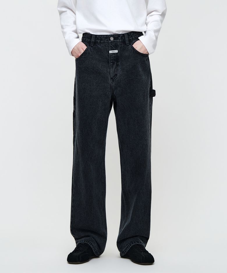 M LOOSE BAGGY DENIM PANTS black