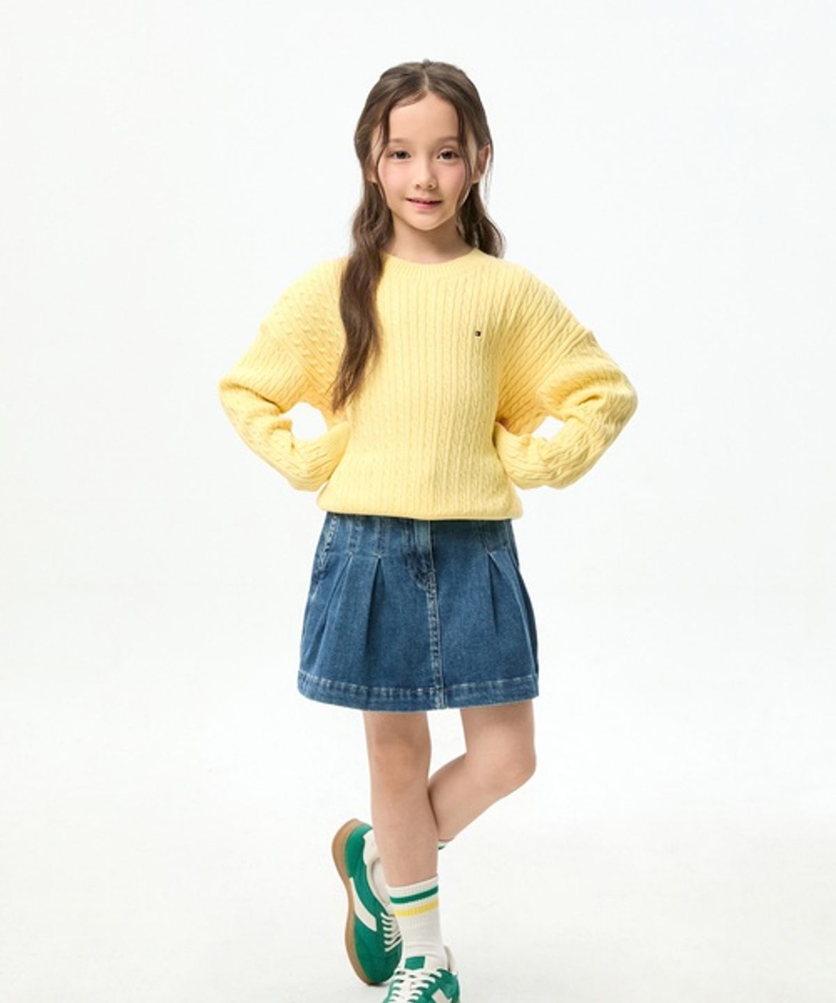 타미힐피거 키즈(TOMMY HILFIGER KIDS) 데님 플리츠 스커트