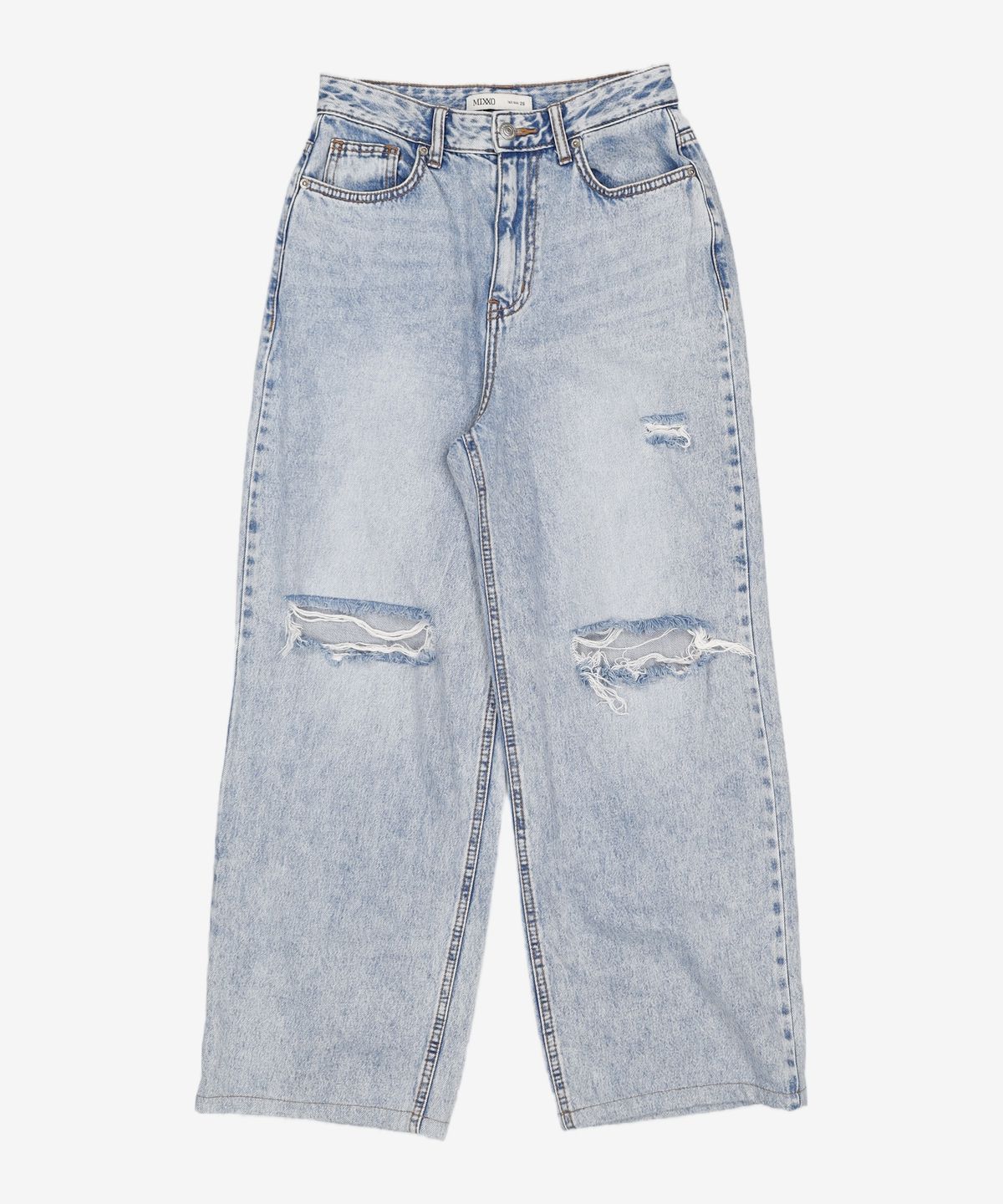 미쏘(MIXXO) 밑단 옆슬릿 구제 롱와이드핏 데님 MIWTJD434J 26