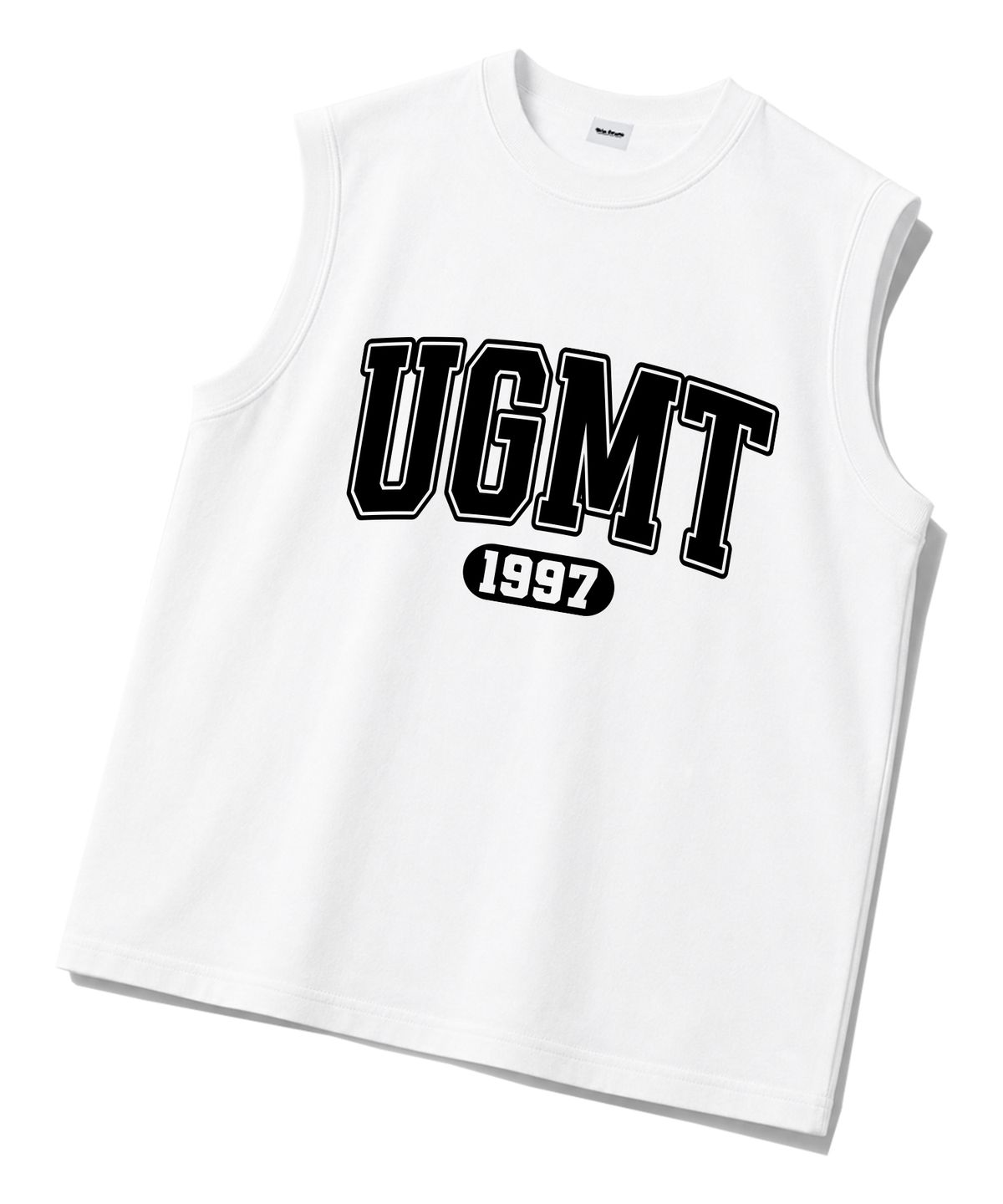 유니온가먼츠(UNION GARMENTS) 아치UGMT 시보리 오버핏 슬리브리스 나시 티셔츠 화이트