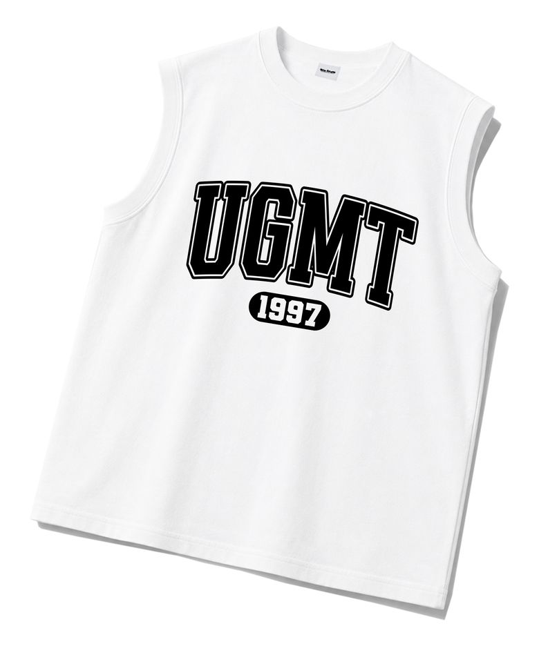 아치UGMT 시보리 오버핏 슬리브리스 나시 티셔츠 화이트