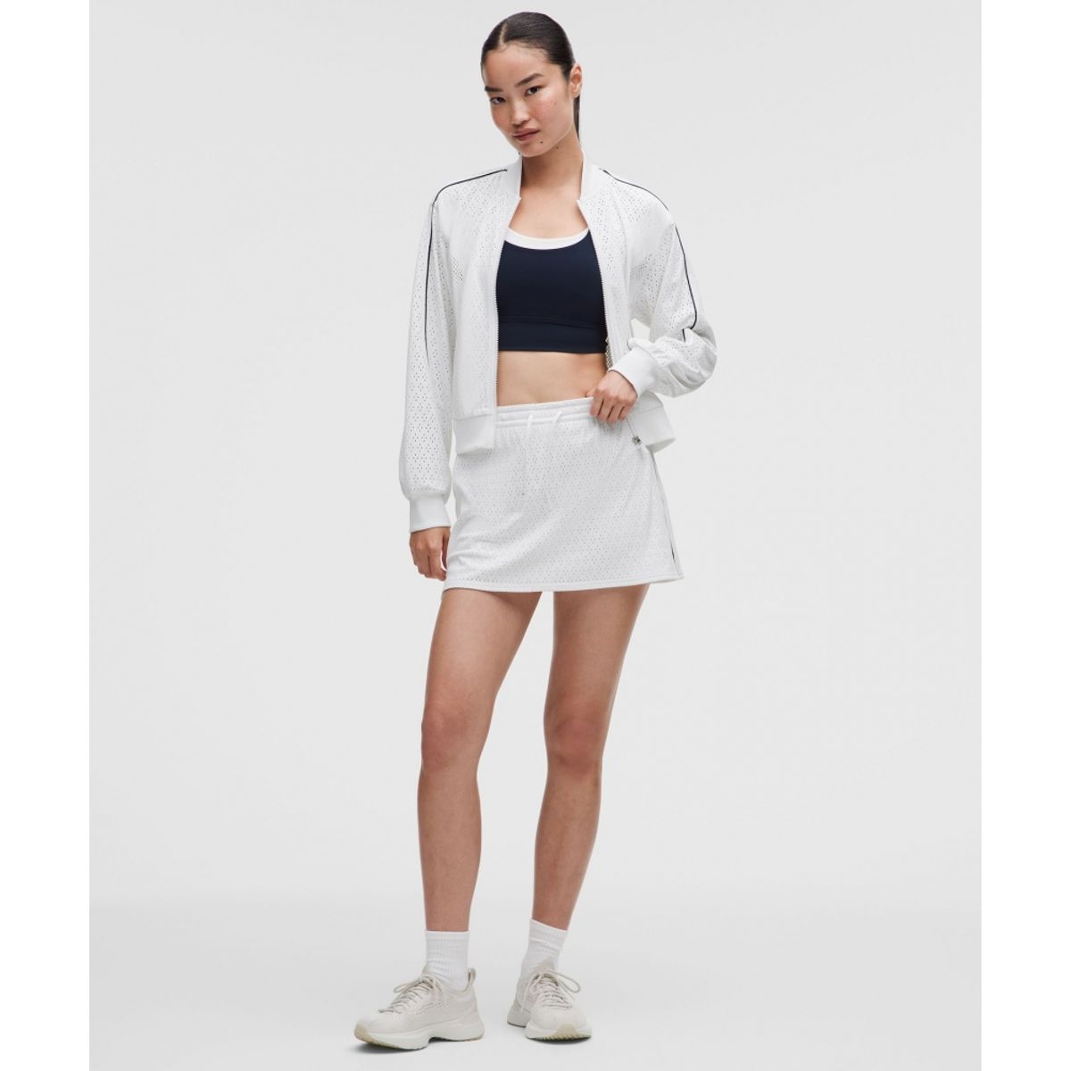 룰루레몬(LULULEMON) 에이스 어드밴티지 하이라이즈 니트 메쉬 테니스 스커트  WHT CLBL