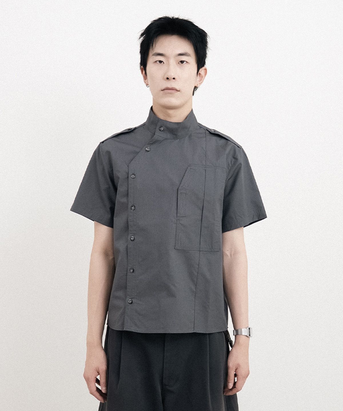 율러(EULER) 오블리크 오피서 셔츠 (그레이)