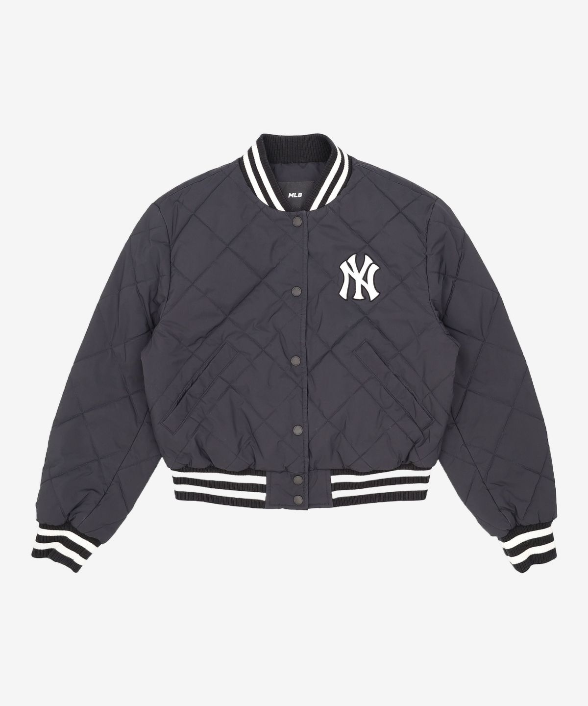 엠엘비(MLB) 여성 바시티 다이아퀼팅 립 크롭 패딩자켓 NY (Black) S