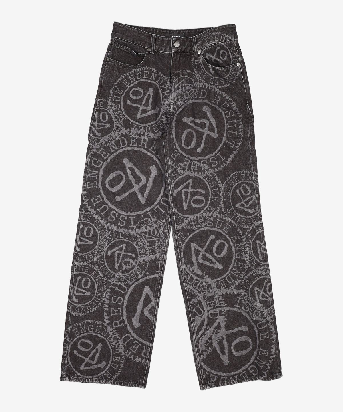 애드오프(ADDOFF) LOGO PRINTED DENIM PANTS BLACK 46