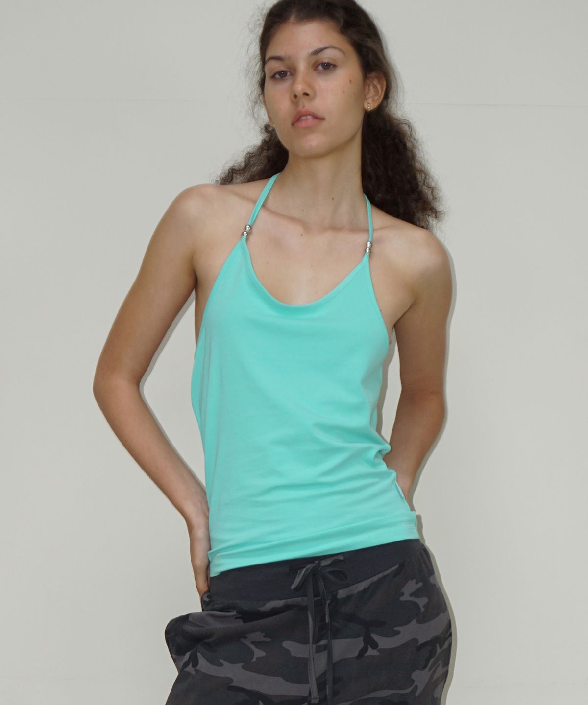 떨스티클럽(THIRSTYCLUB) Basic beads halter sleeveless - Mint