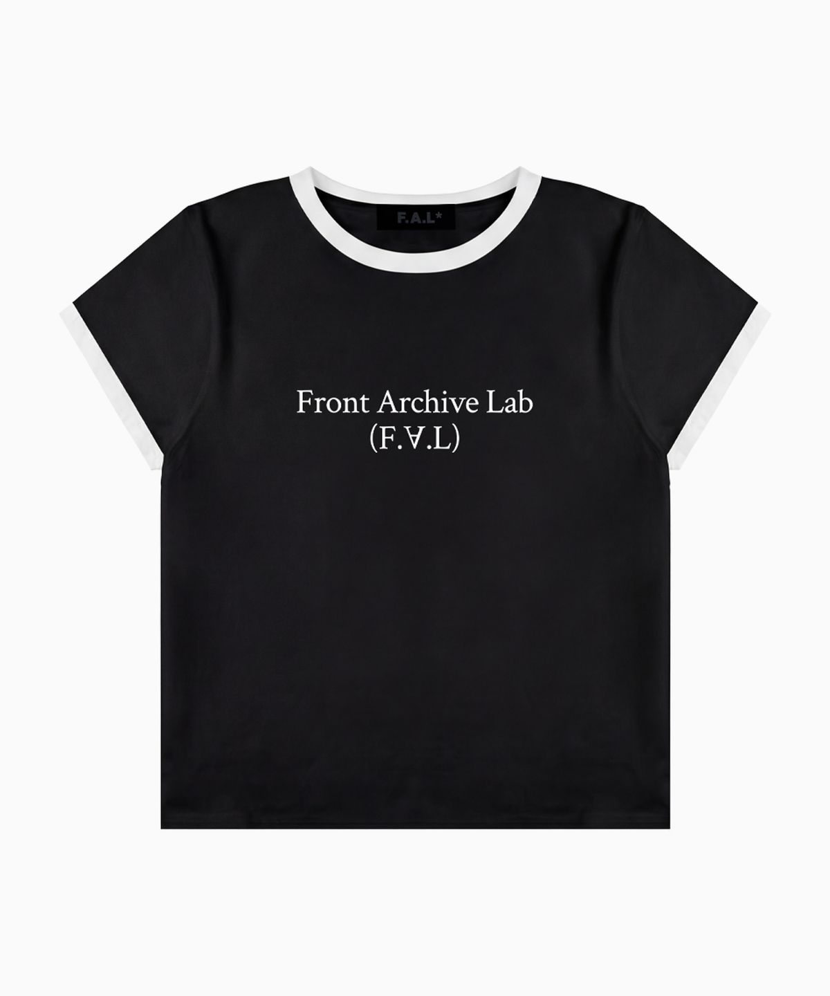 프론트아카이브랩(FRONT ARCHIVE LAB) REVERSE 우먼 크롭 링거 티셔츠 [블랙]
