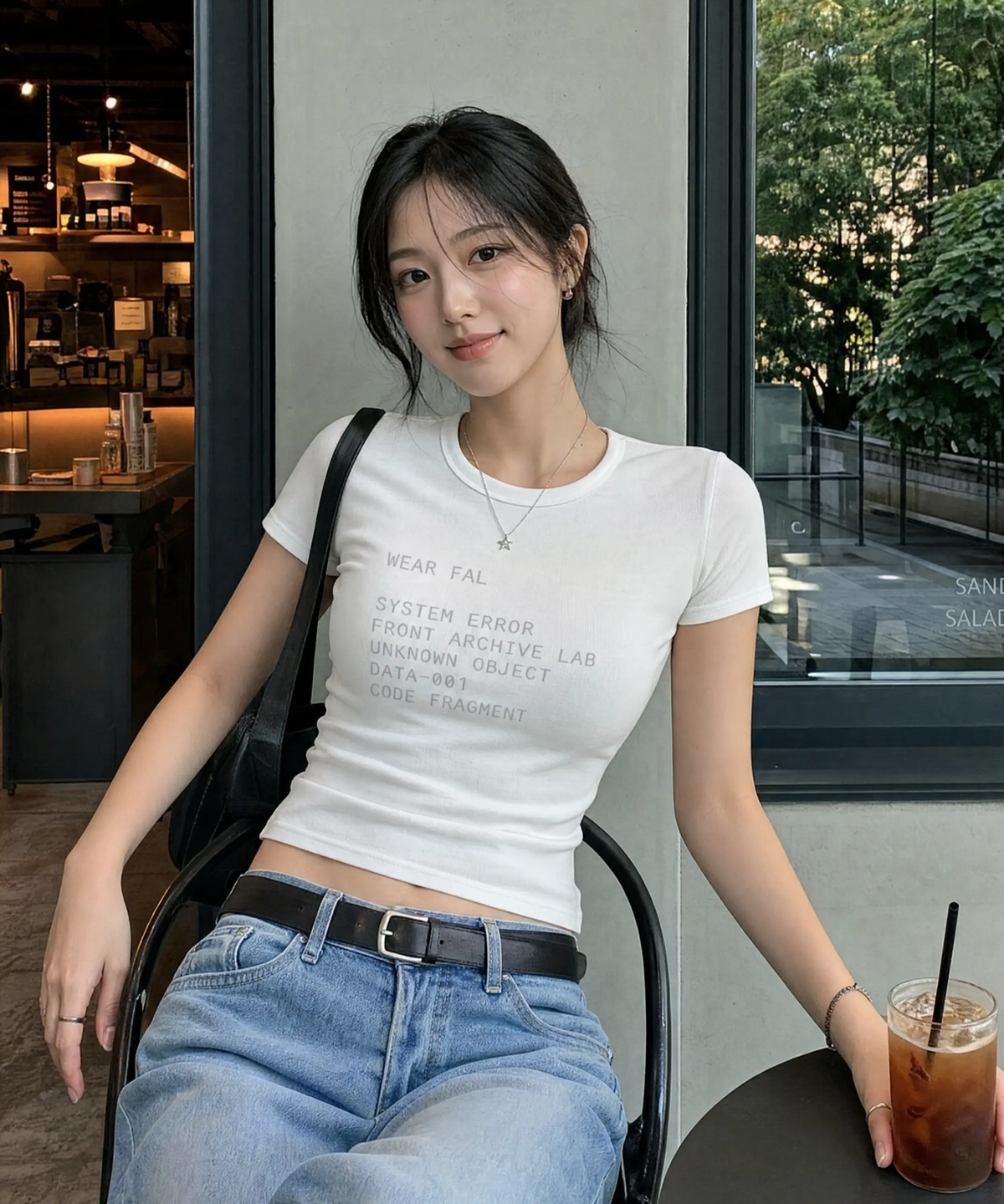 프론트아카이브랩(FRONT ARCHIVE LAB) SYSTEM 우먼 슬림 반팔 티셔츠 [화이트]