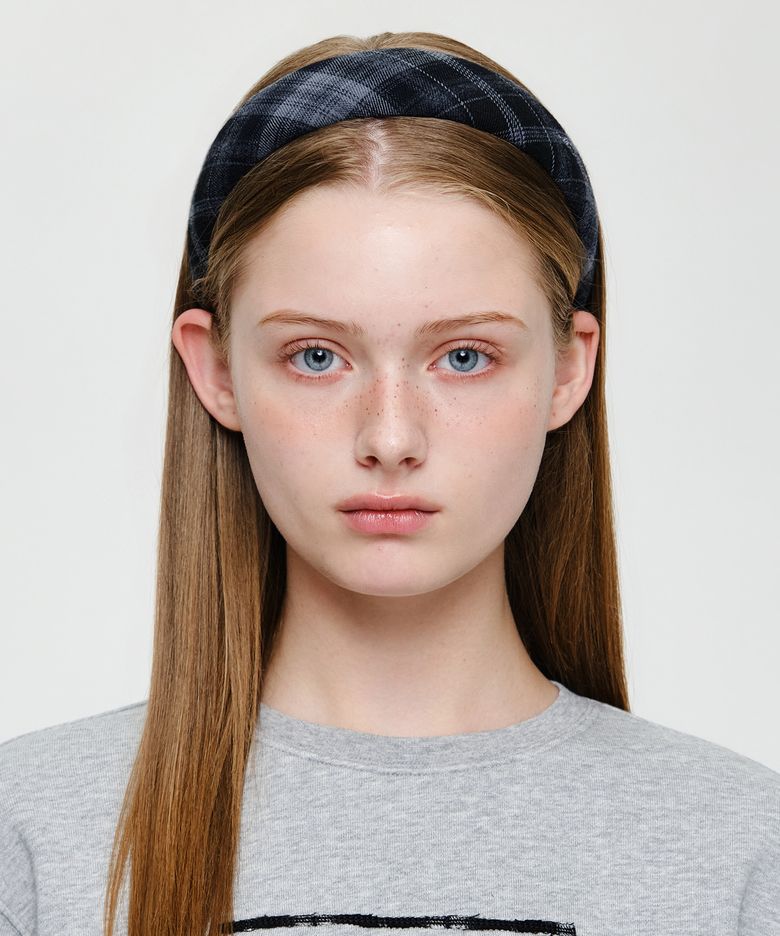 CHECK HAIRBAND navy