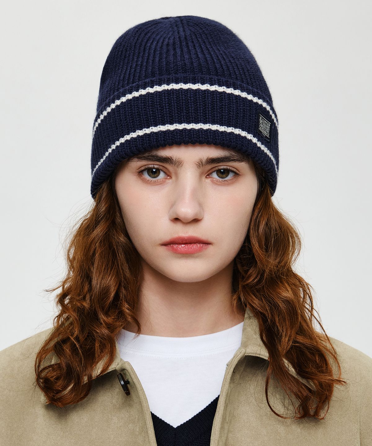 마리떼 프랑소와 저버(MARITHÉ + FRANҪOIS GIRBAUD) MICRO CLASSIC LOGO COLOR BLOCK BEANIE navy
