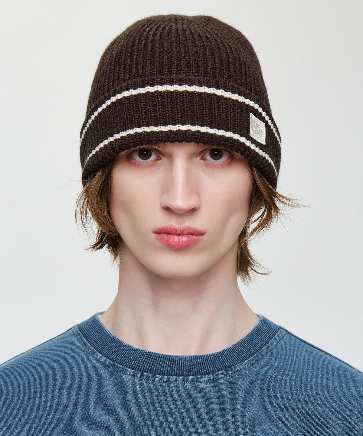 마리떼 프랑소와 저버(MARITHÉ + FRANҪOIS GIRBAUD) MICRO CLASSIC LOGO COLOR BLOCK BEANIE brown