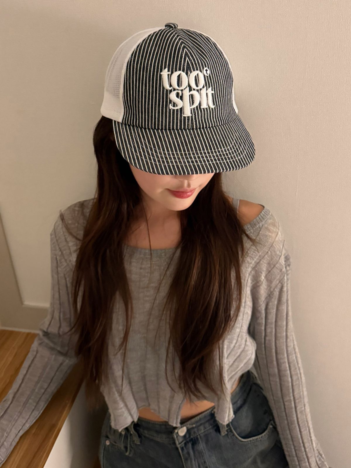 투에스핏(TOOSPIT) Stripe Mesh Cap (Black)